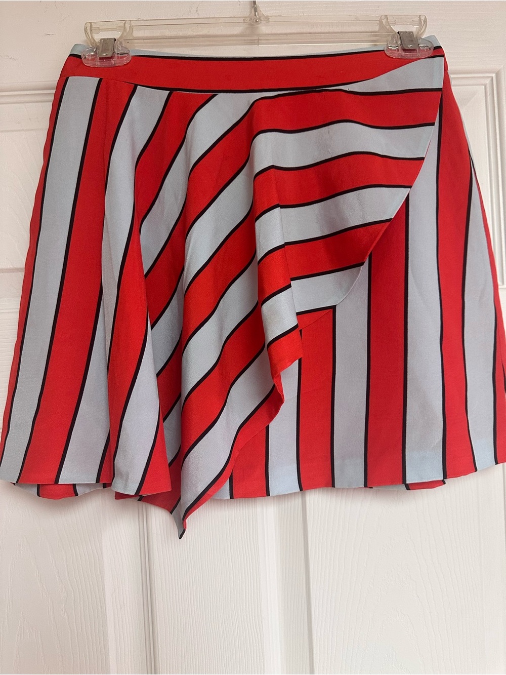 Alice + Olivia Red and Light Blue Striped Mini Skirt